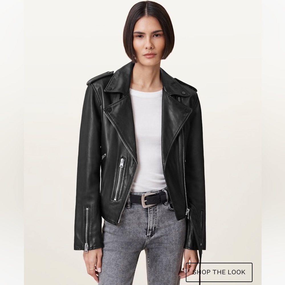All Saints Balfern Leather Moto Jacket - Picture 3 of 8